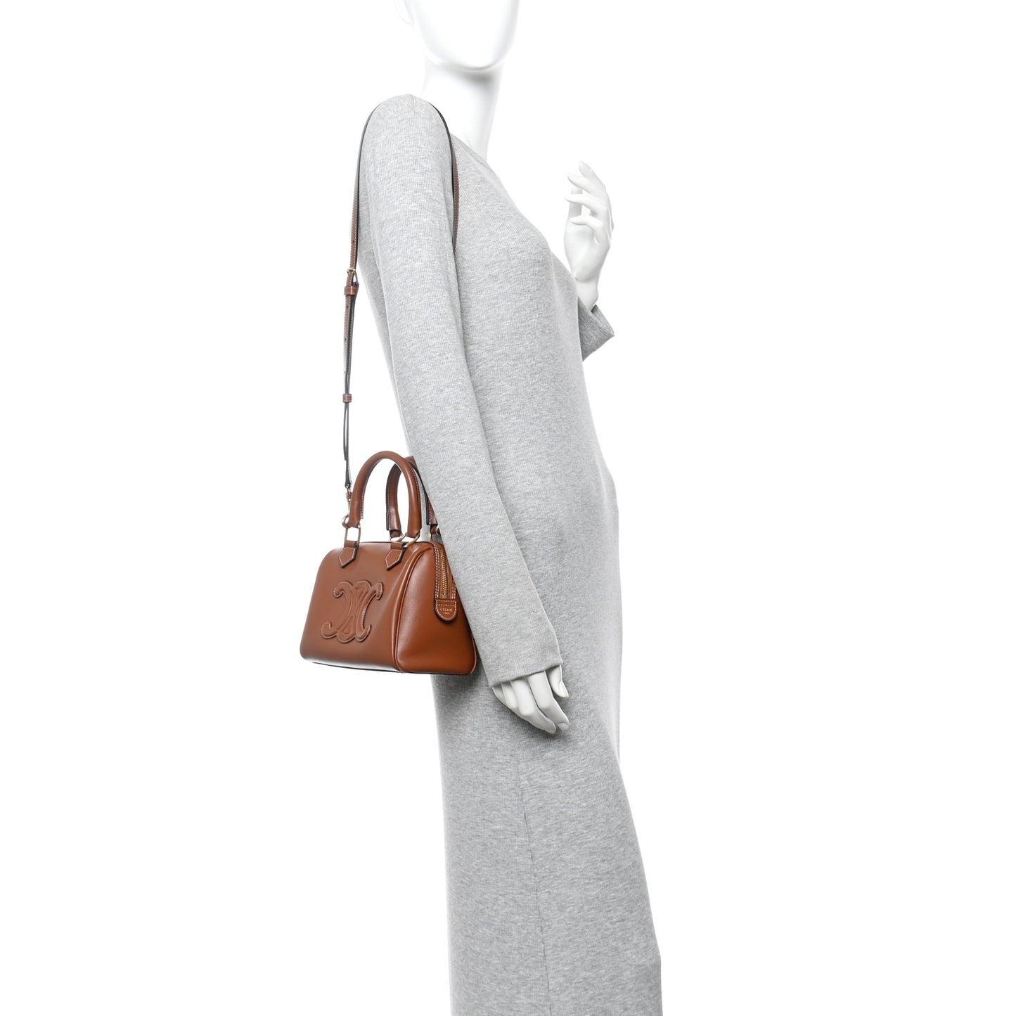 Smooth Calfskin Triomphe Small Boston Bag Tan