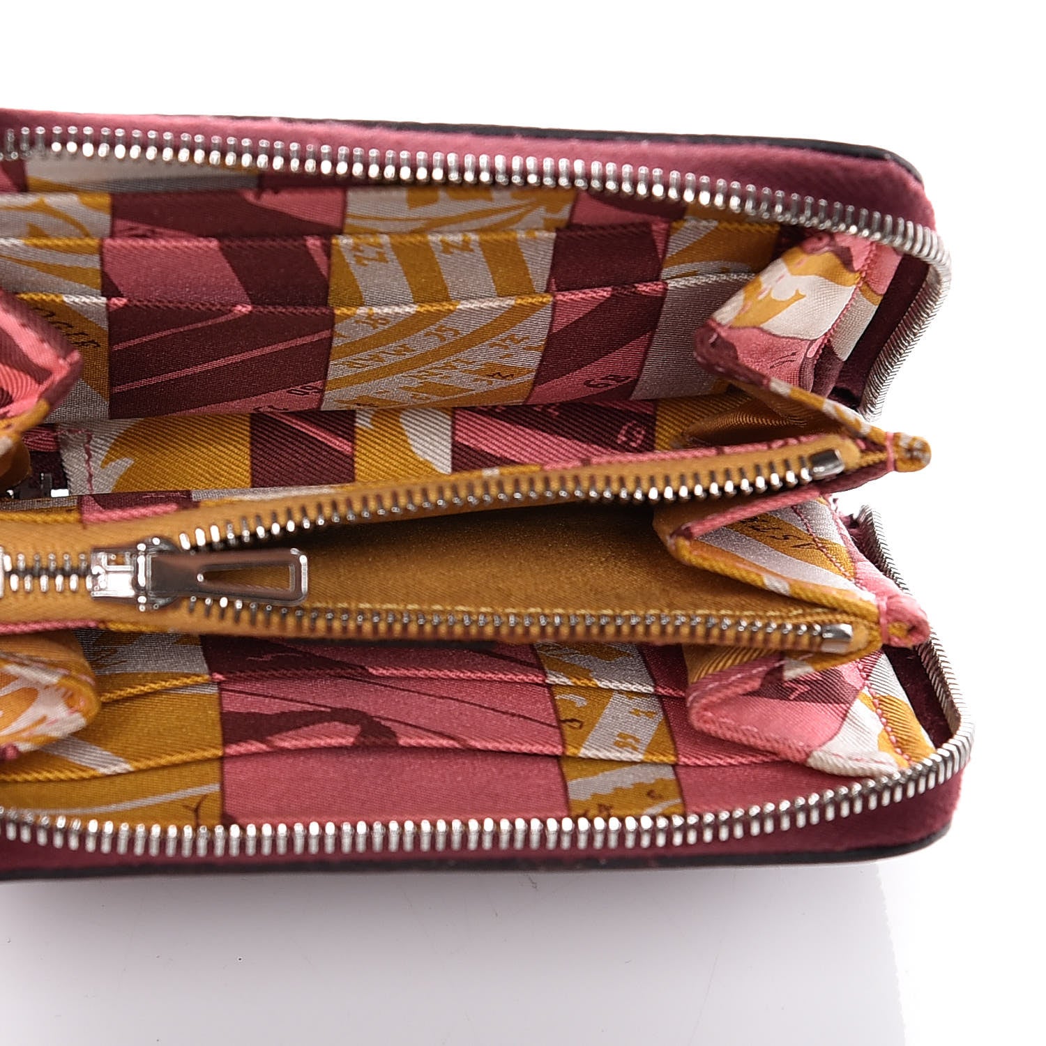 Hermes Epsom Silk'In Compact Wallet Rouge H Jaune Ambre Rose Ete 5 of 14