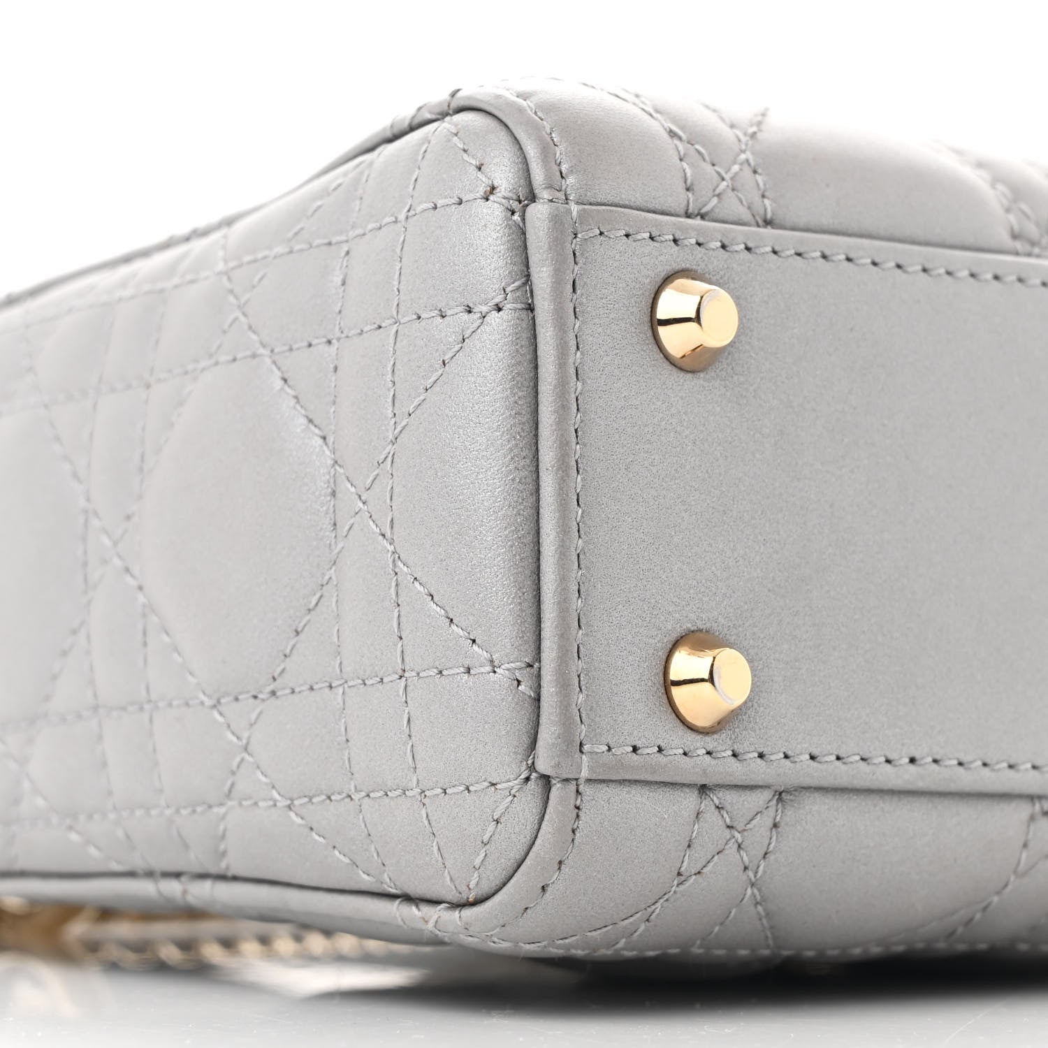 Christian Dior Metallic Lambskin Cannage Mini Lady Dior Grey 9 of 10