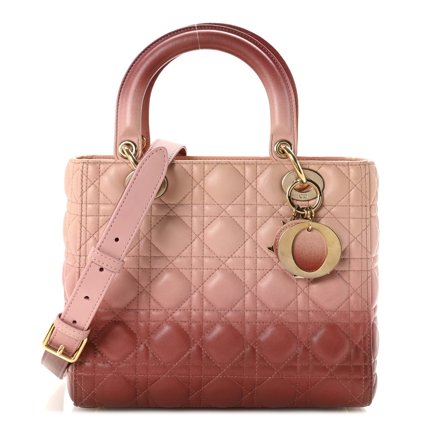 Christian Dior Lambskin Cannage Gradient Medium Lady Dior Pink 1 of 9
