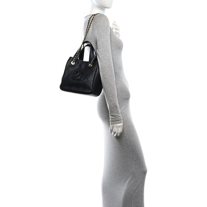Chanel Calfskin Stitched Mini Shopping Tote Black 2 of 10