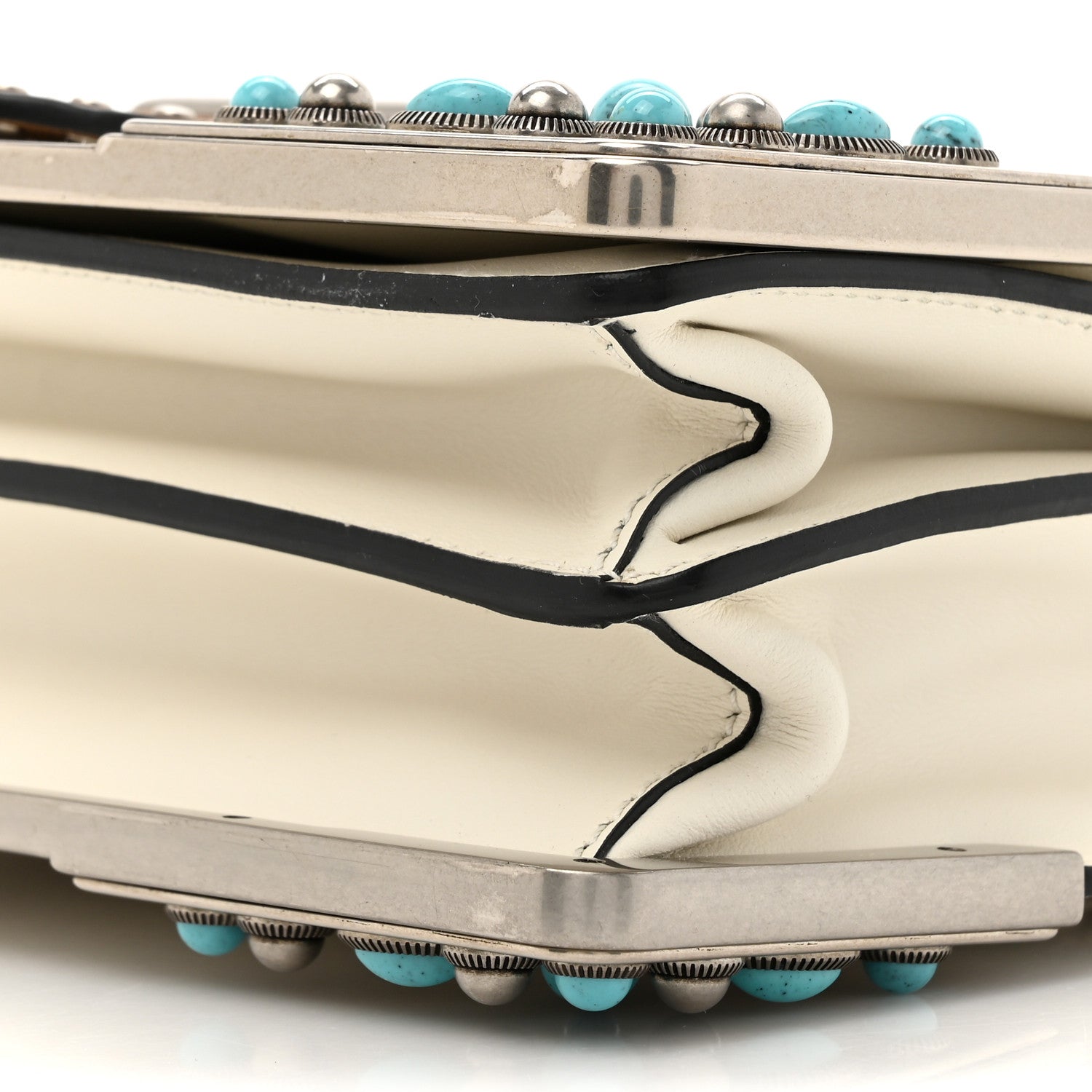 Prada City Calf Studded Folk Cahier Bag White Caramel 9 of 10