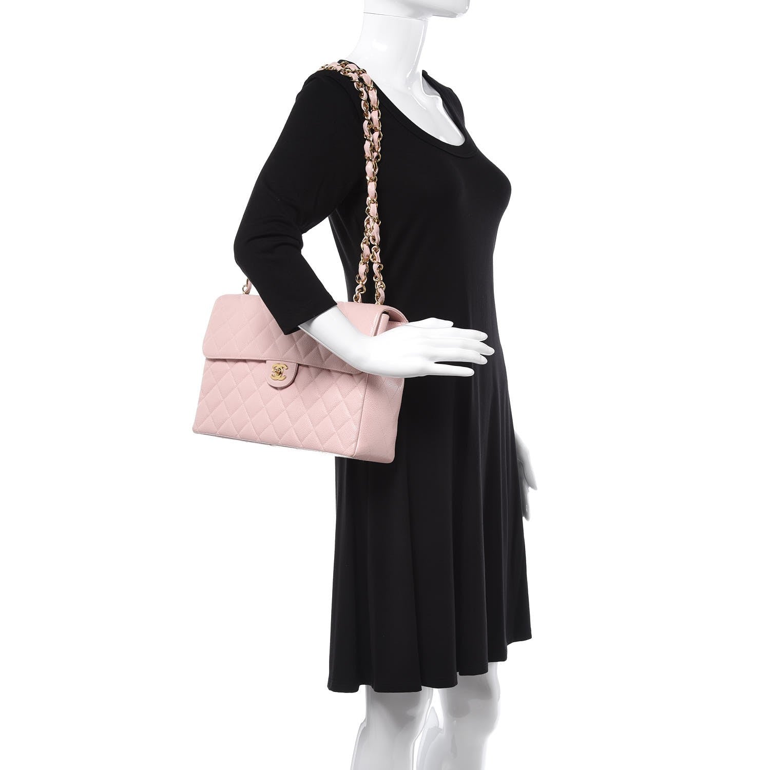 Chanel Caviar Quilted Jumbo Single Flap Light Pink 2 of 9