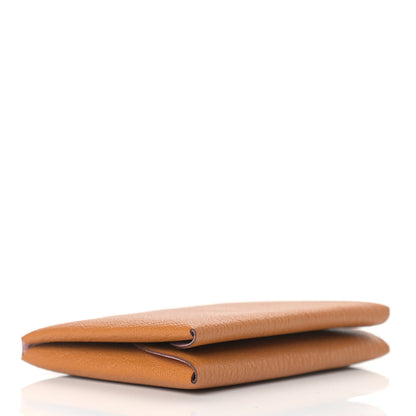 Hermes Chevre Mysore Verso Calvi Duo Card Case Caramel Rose Sakura 3 of 7