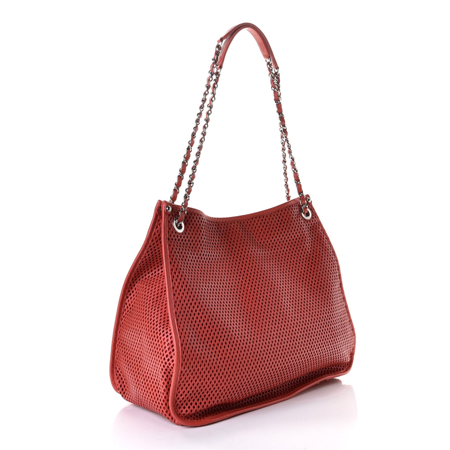 Calfskin Perforated Up In The Air Shoulder Bag Red