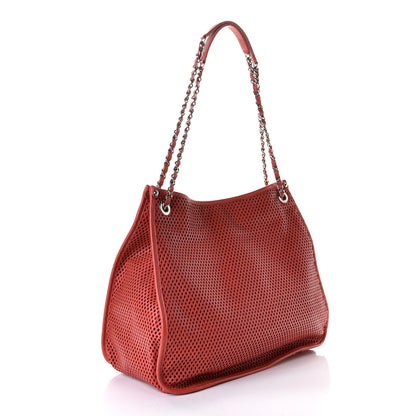Chanel Calfskin Perforated Up In The Air Shoulder Bag Red 2 of 6