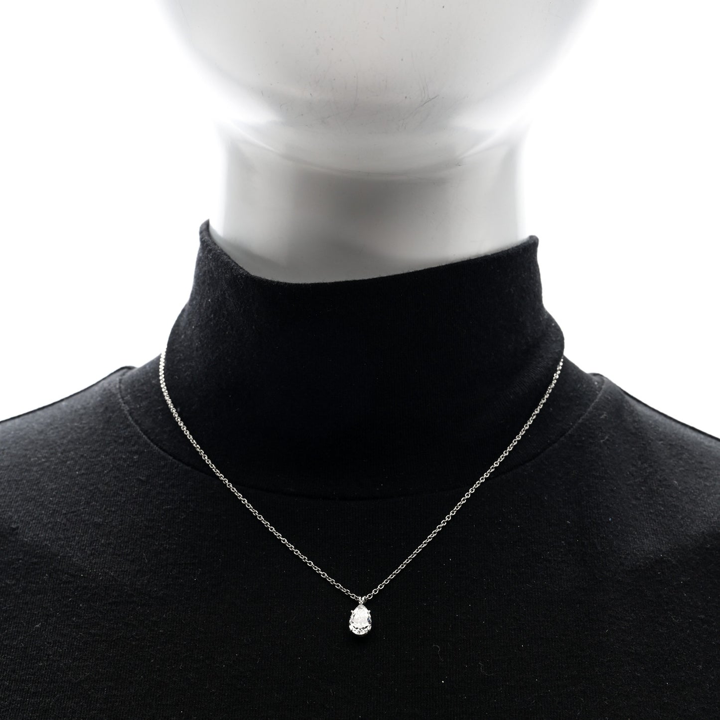 Platinum Diamond 1.01ct Pear Solitaire Pendant Necklace