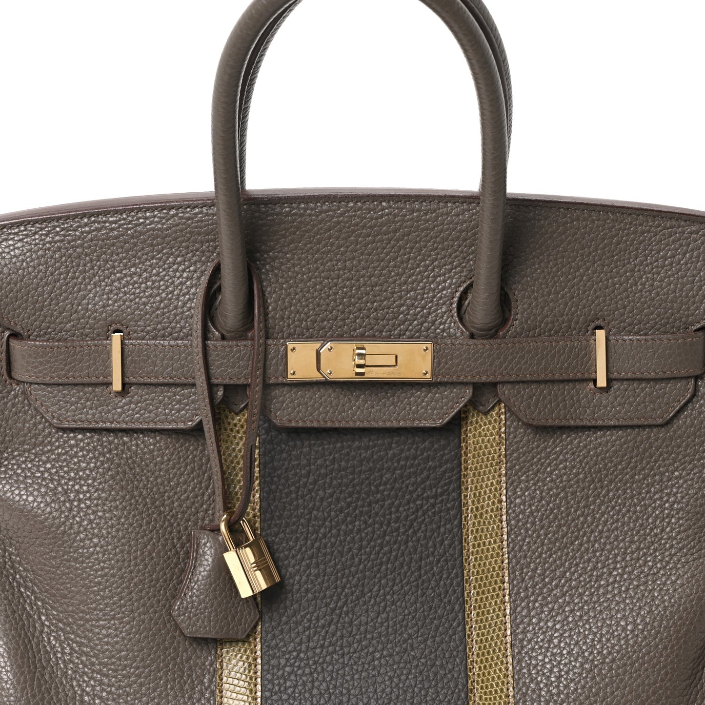 Taurillon Clemence Lizard Club Birkin 35 Etain Graphite