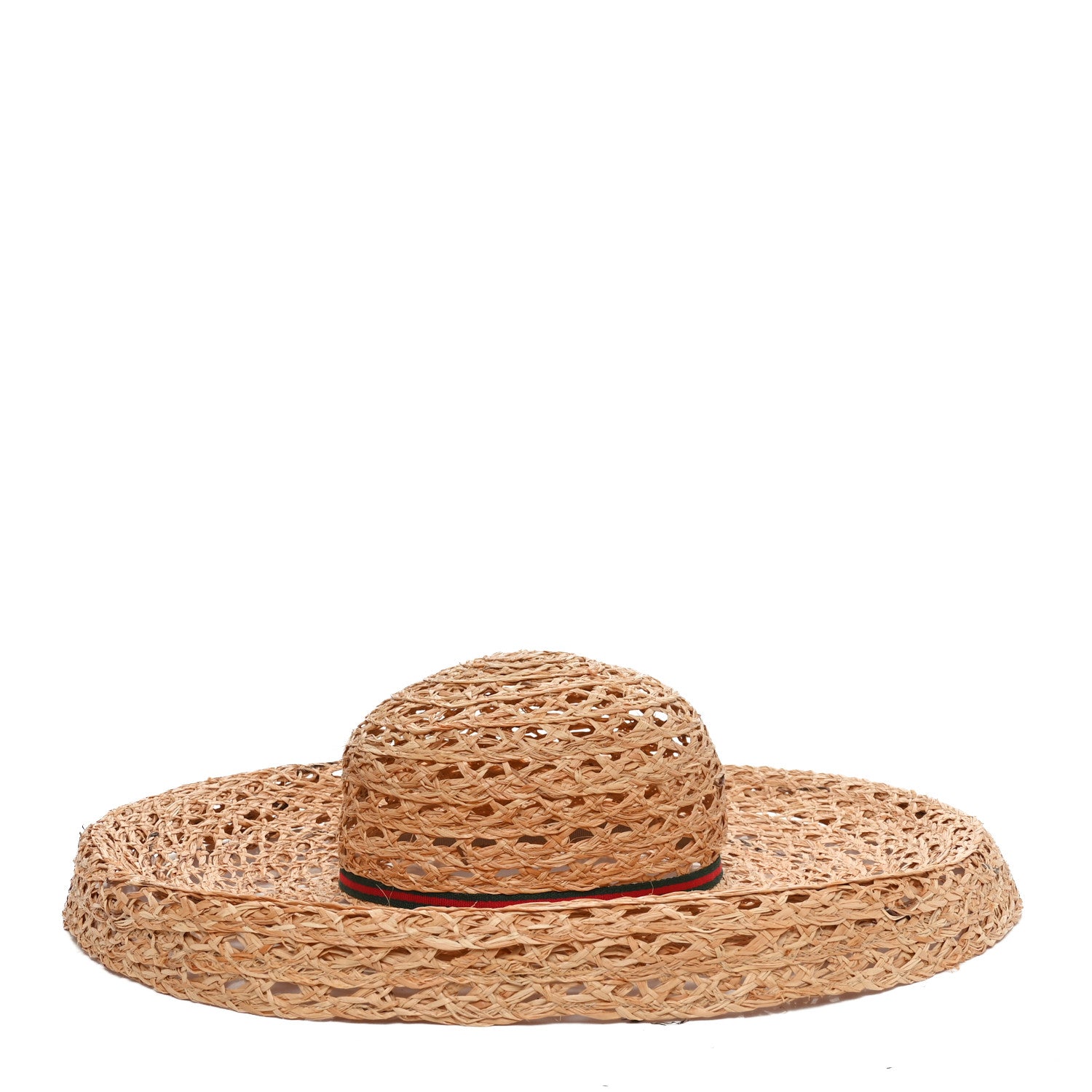 Gucci Straw Grosgrain Wide Brim Hat M Gold 6 of 9