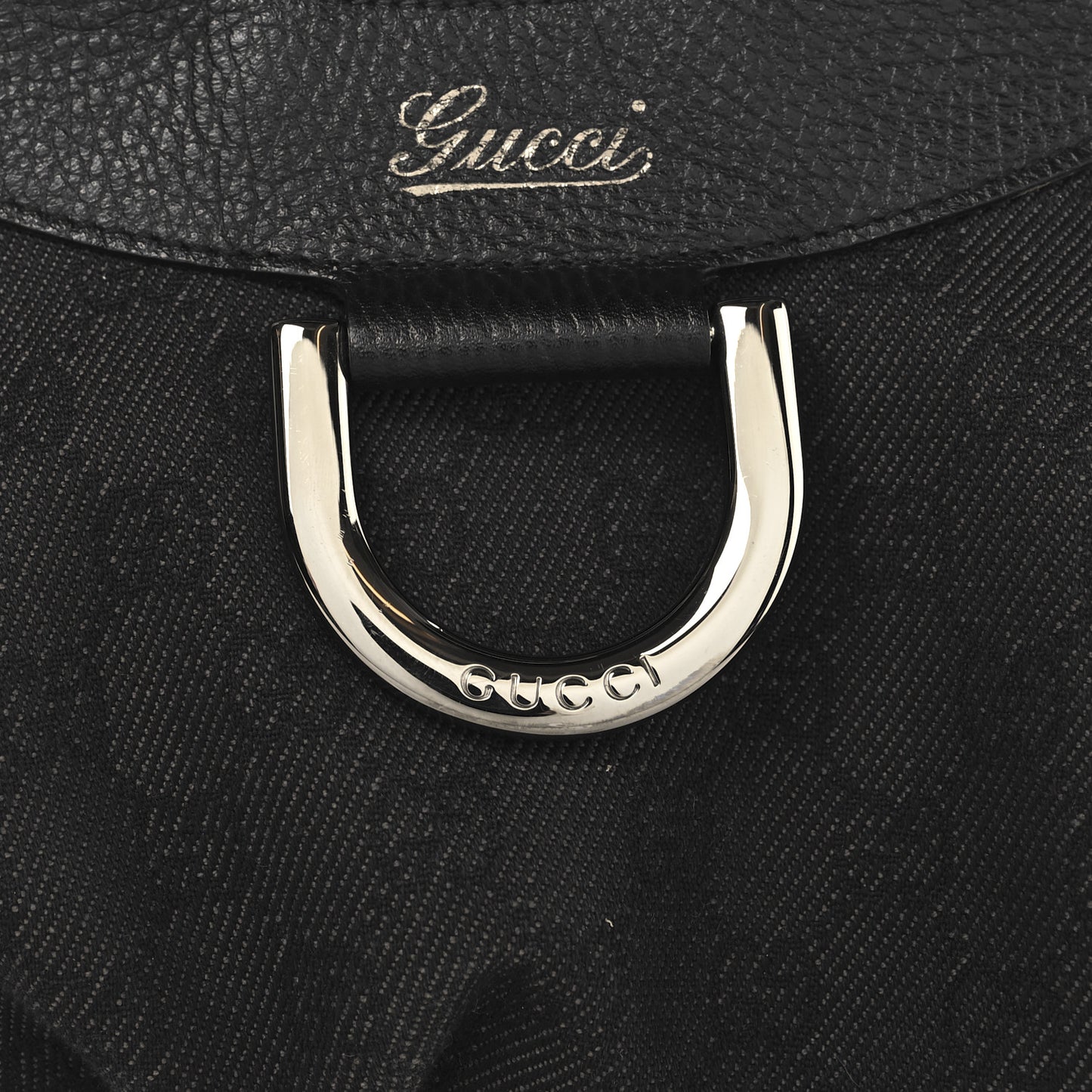 Monogram Medium D Gold Ring Hobo Black