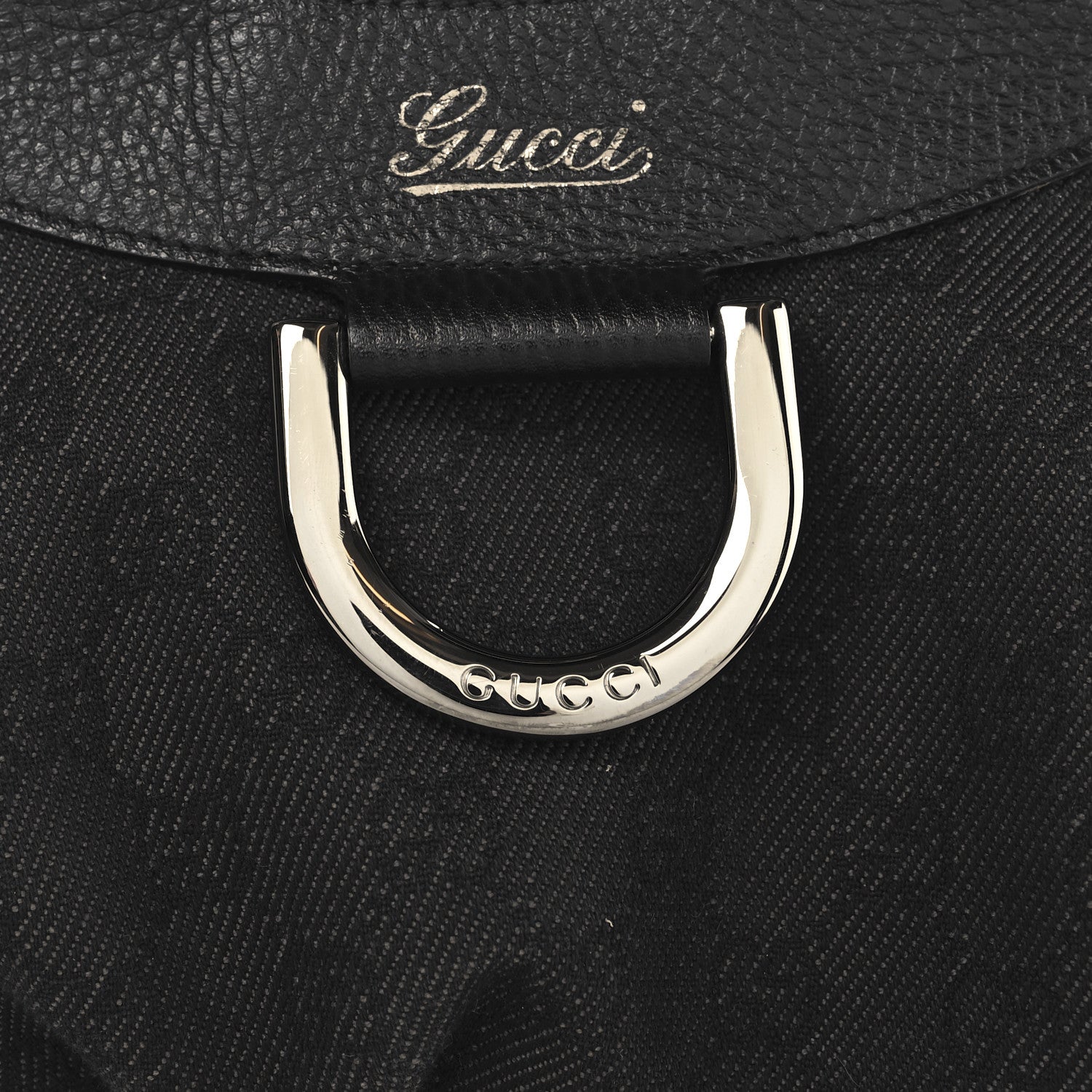 Gucci Monogram Medium D Gold Ring Hobo Black 8 of 12
