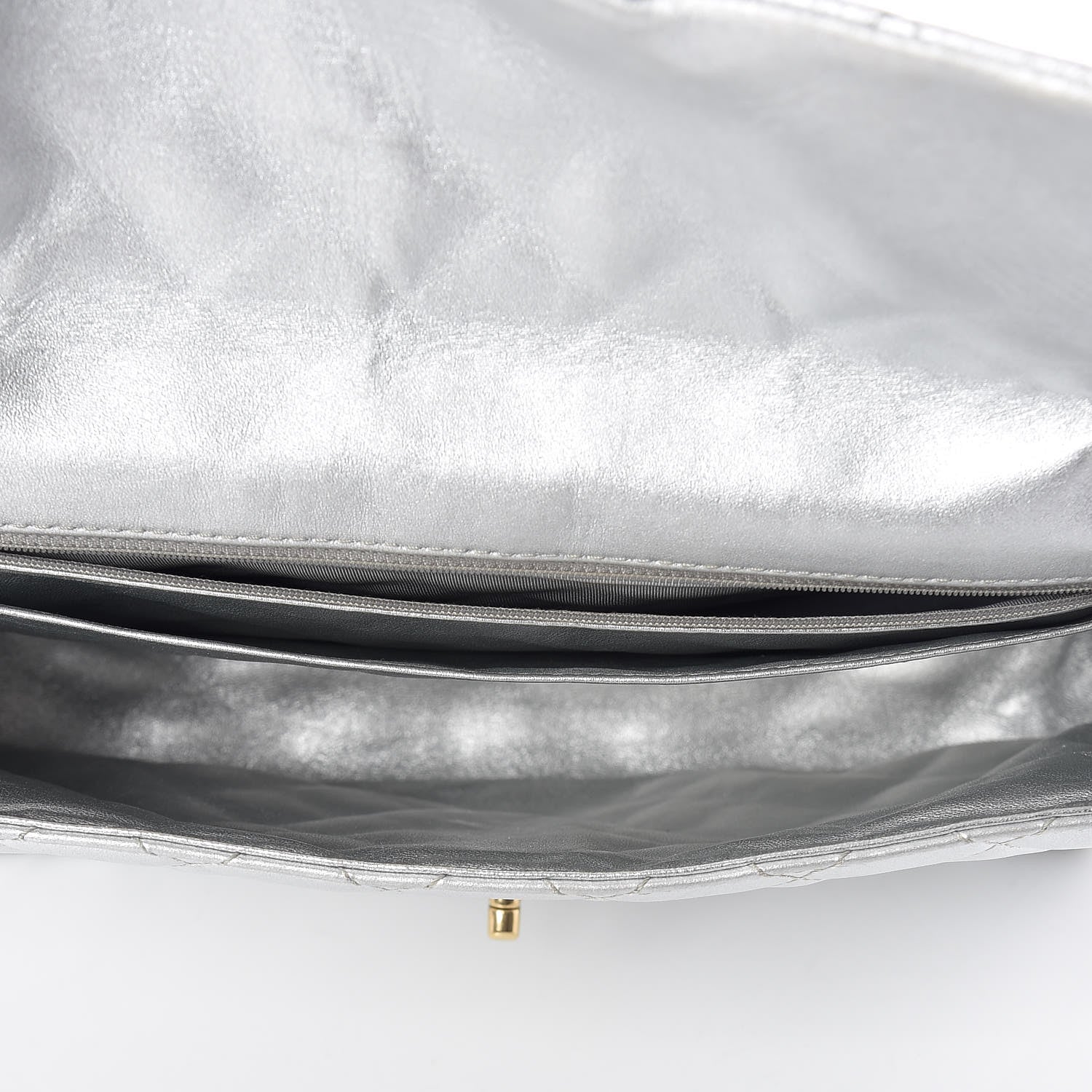 Chanel Metallic Lambskin Quilted Maxi Single Flap Silver 5 of 14