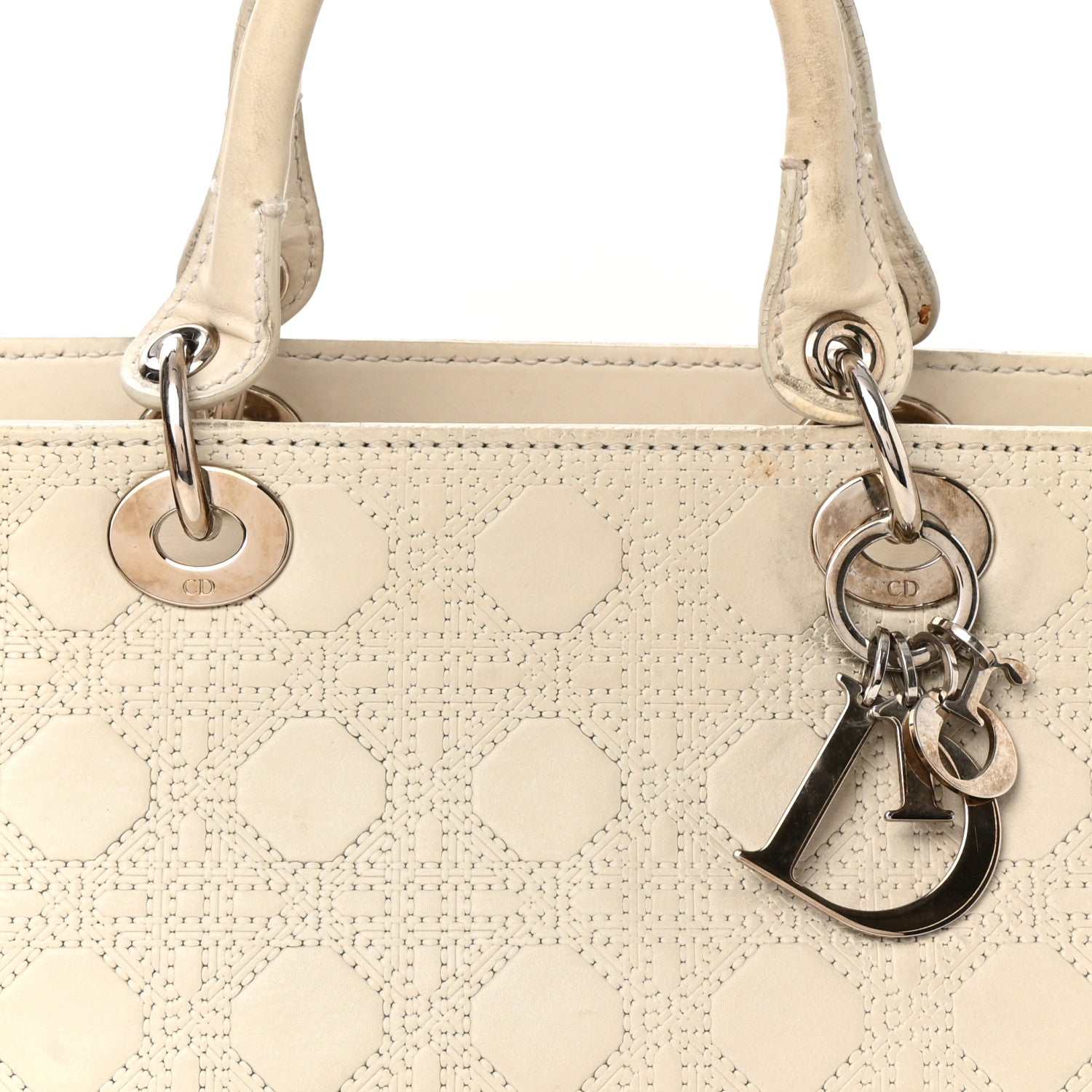 Christian Dior Lambskin Cannage Soft Lady Dior Satchel White 8 of 23