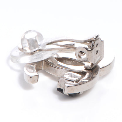 Chanel Black Stone CC Logo Clip On Earrings Silver 4 of 6