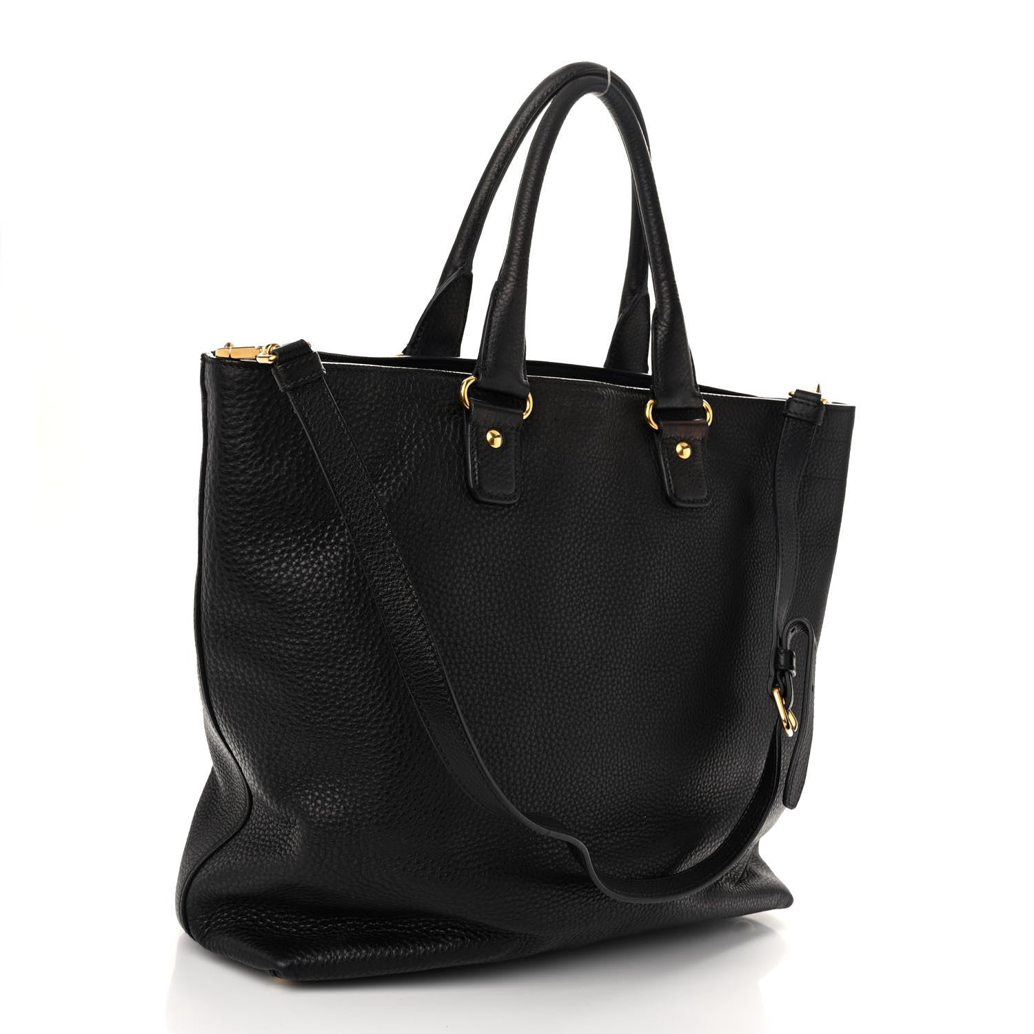 Prada Vitello Daino Shopping Tote Black 3 of 15