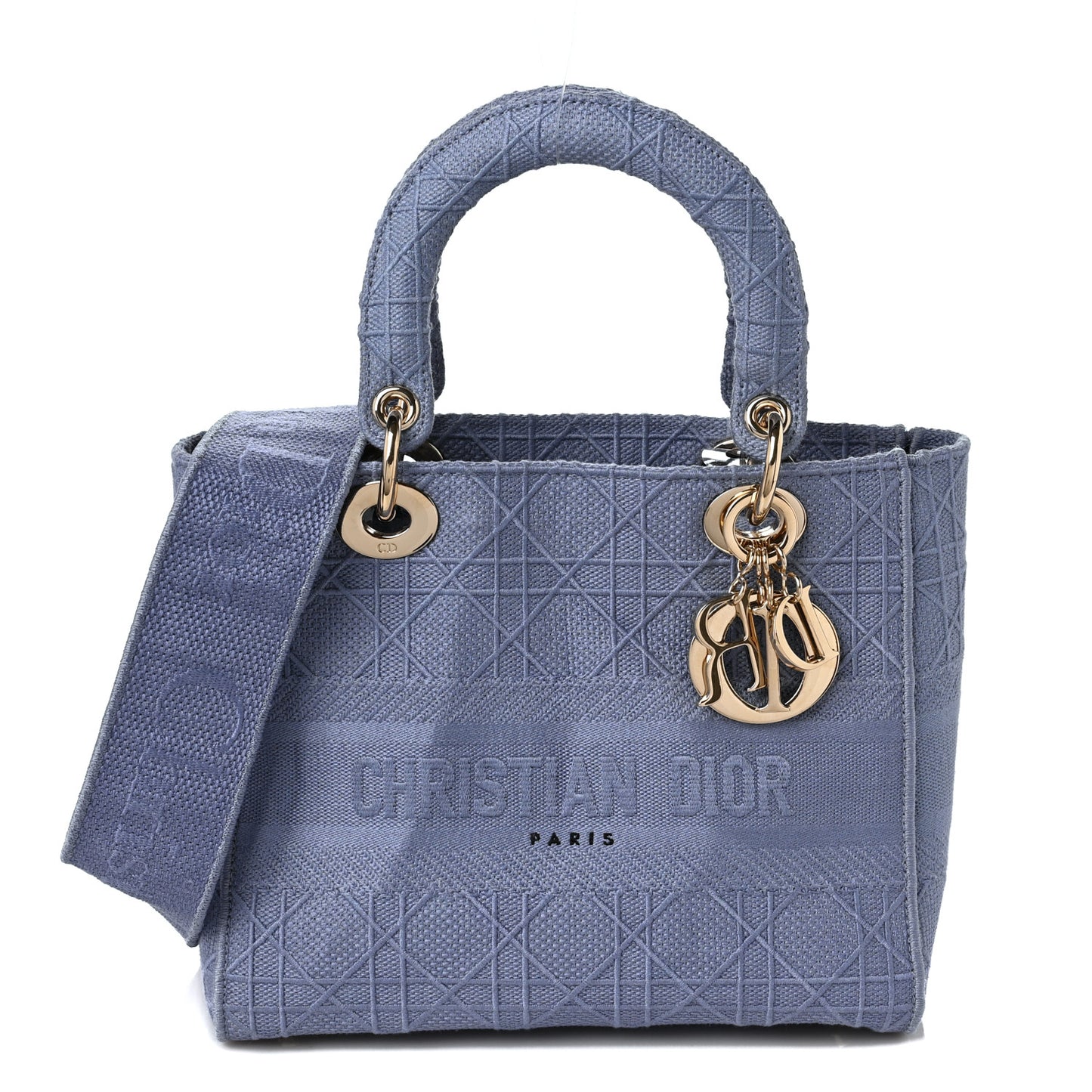 Canvas Embroidered Cannage Medium Lady D-Lite Blue