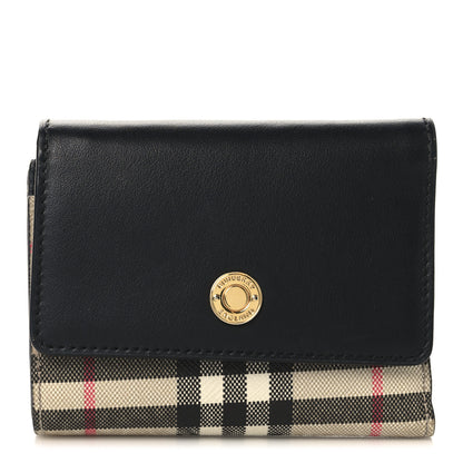Burberry Grainy Calfskin Vintage Check Small Folding Wallet Archive Beige Black 1 of 7