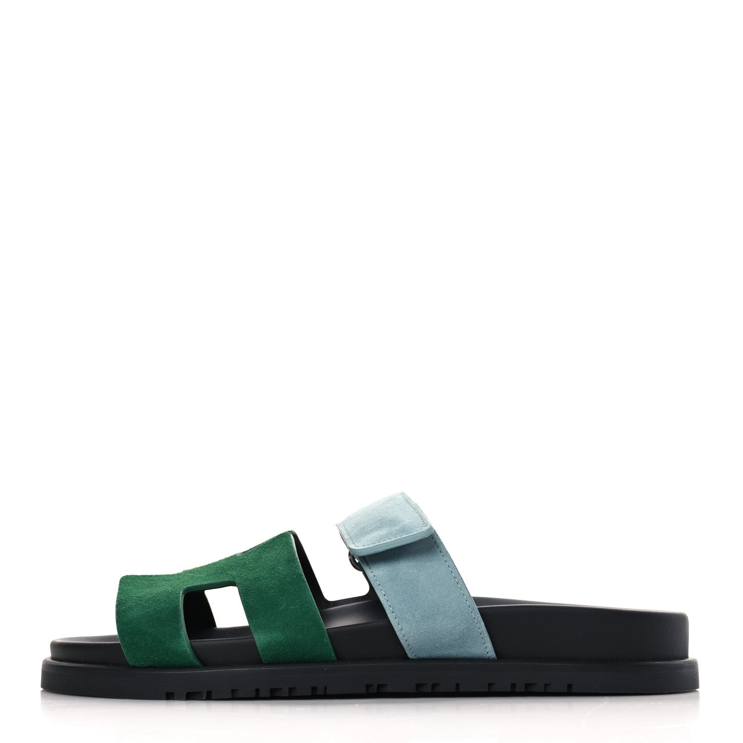 Hermes Suede Goatskin Womens Chypre Sandals 38 Vert Cactus Vert d'eau 1 of 8