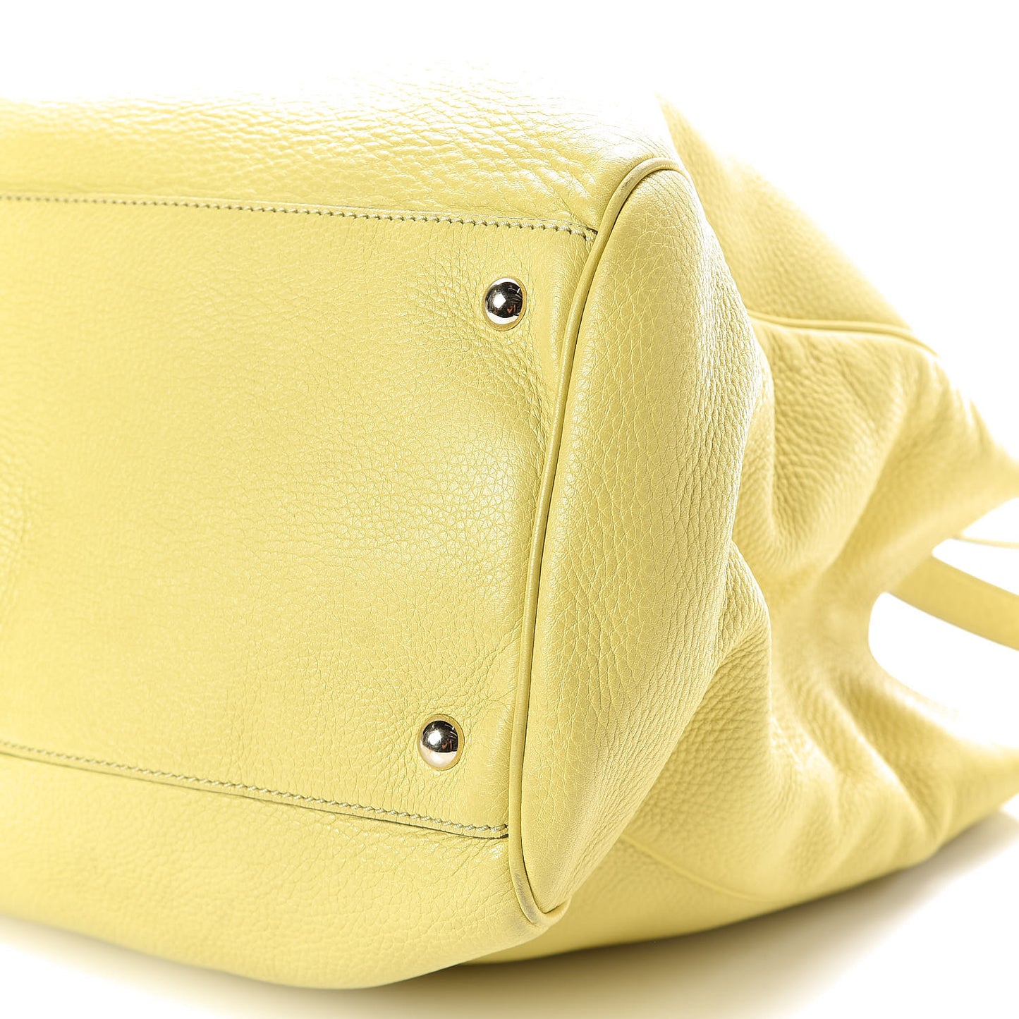 Pebbled Calfskin Large Bamboo Shopper Tote Citrus