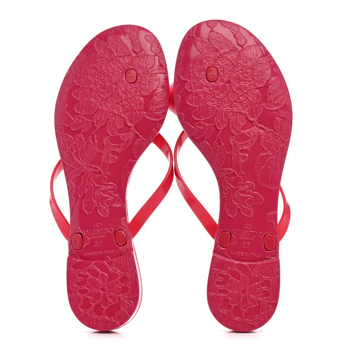 PVC Jelly Rose Thong Sandals 37 Dark Pink
