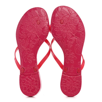 Valentino Garavani PVC Jelly Rose Thong Sandals 37 Dark Pink 6 of 8