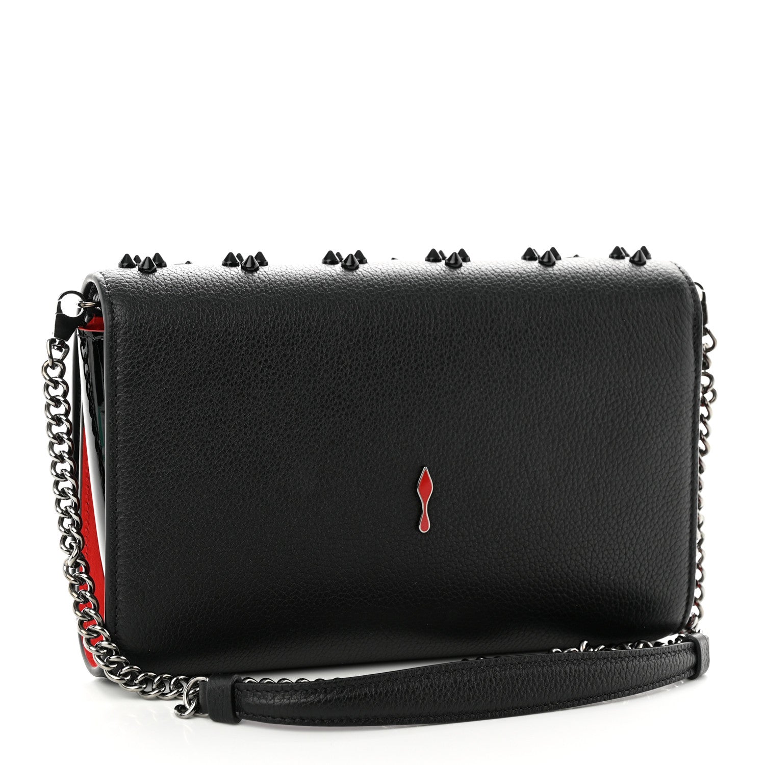 Christian Louboutin Calfskin Spikes Loubinthesky Paloma Clutch Black 3 of 10