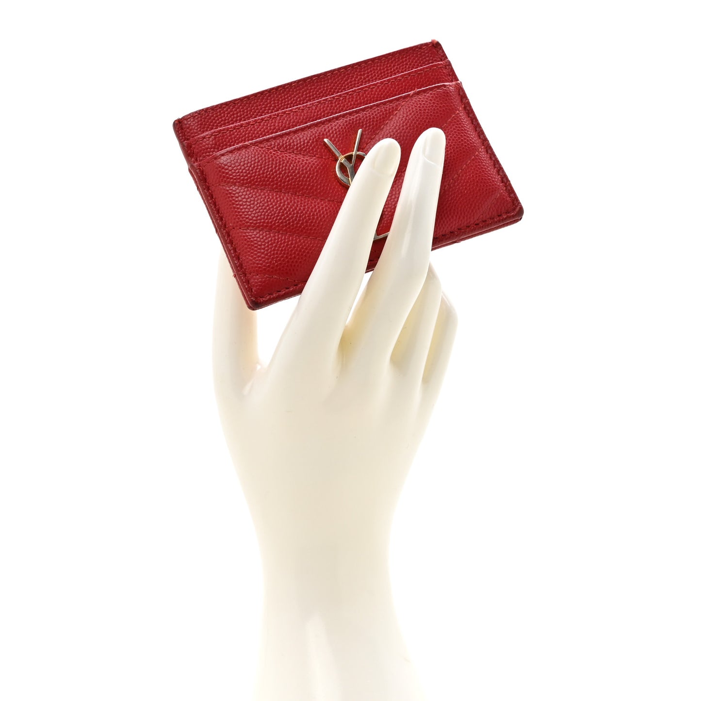 Grain De Poudre Matelasse Chevron Monogram Credit Card Case Opyum Red