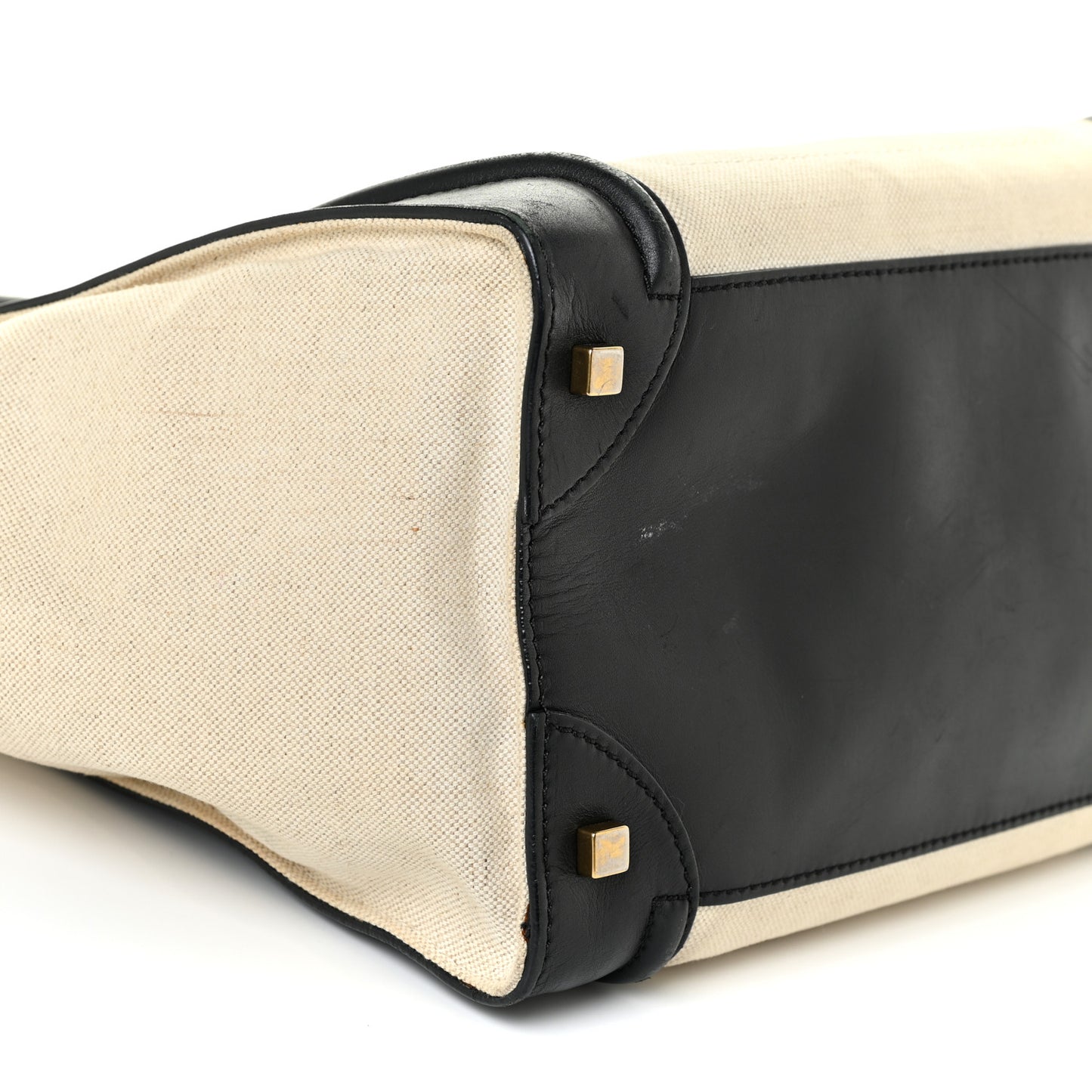 Natural Canvas Smooth Calfskin Mini Luggage Cream