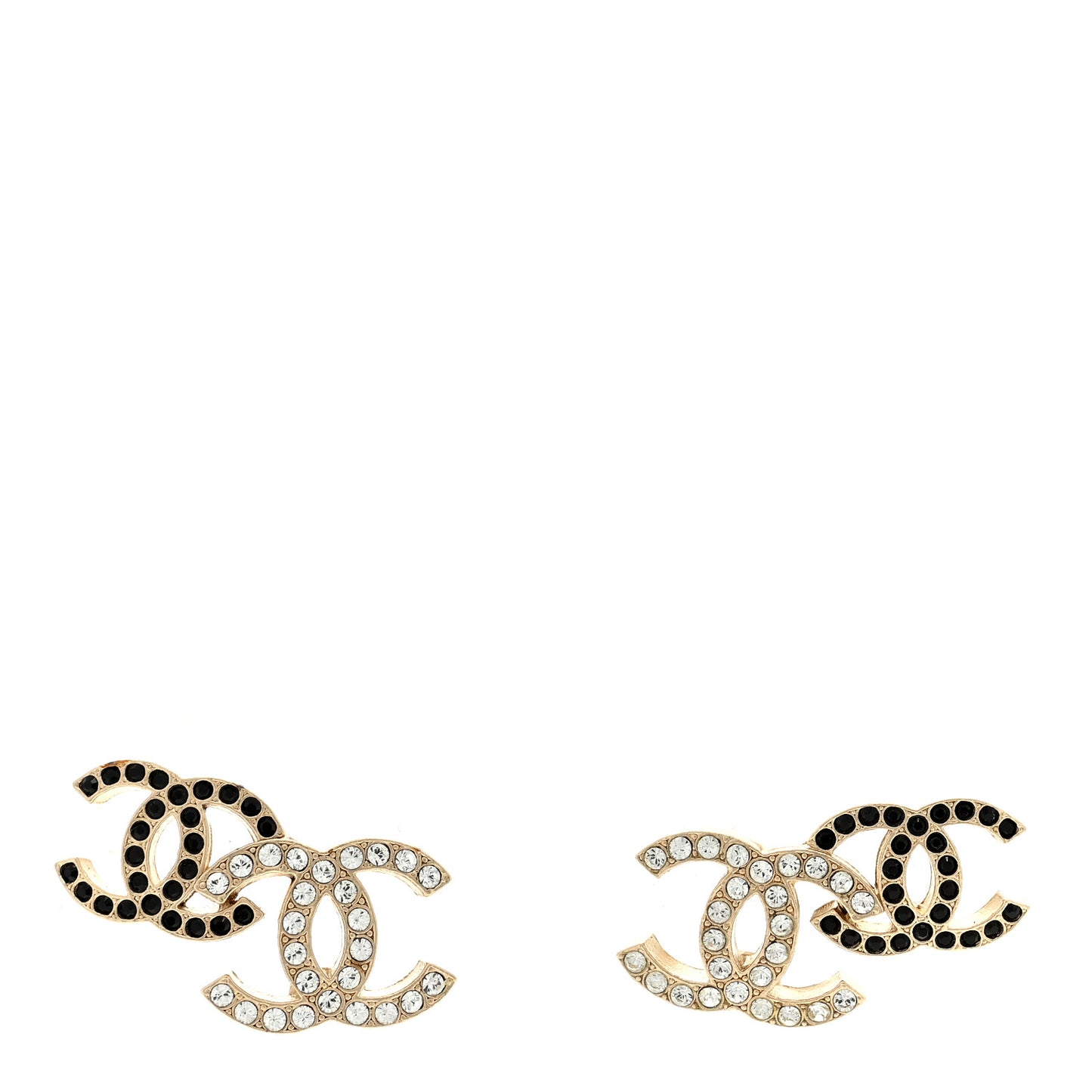 Crystal Double CC Earrings Gold Black