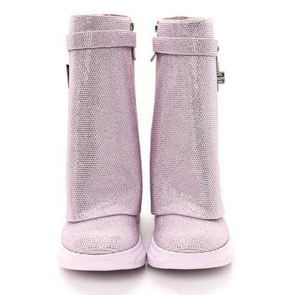 Givenchy Suede Strass Shark Lock Biker Ankle Boots 40 Pink 3 of 9