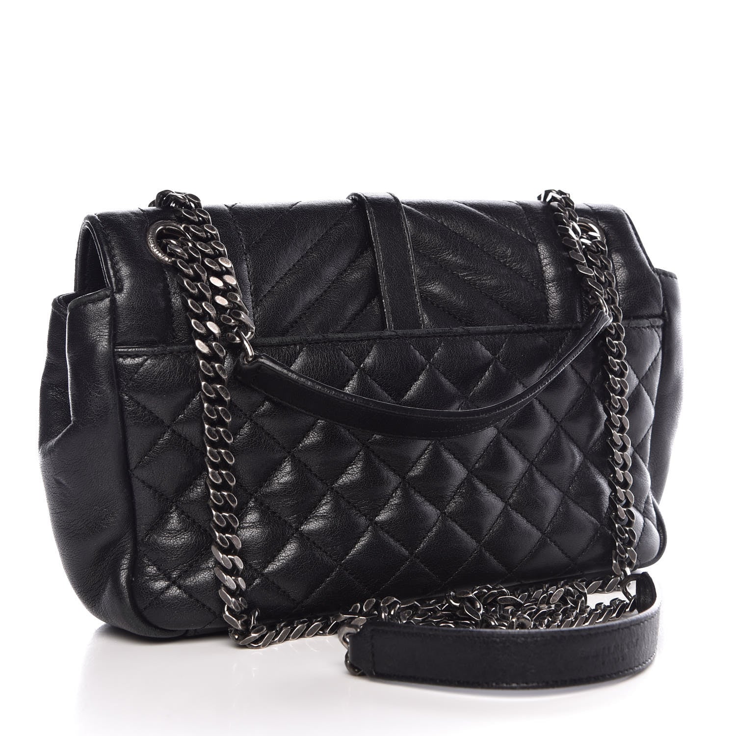 Saint Laurent Sheepskin Tri-Quilt Monogram Medium College Bag Black 3 of 9