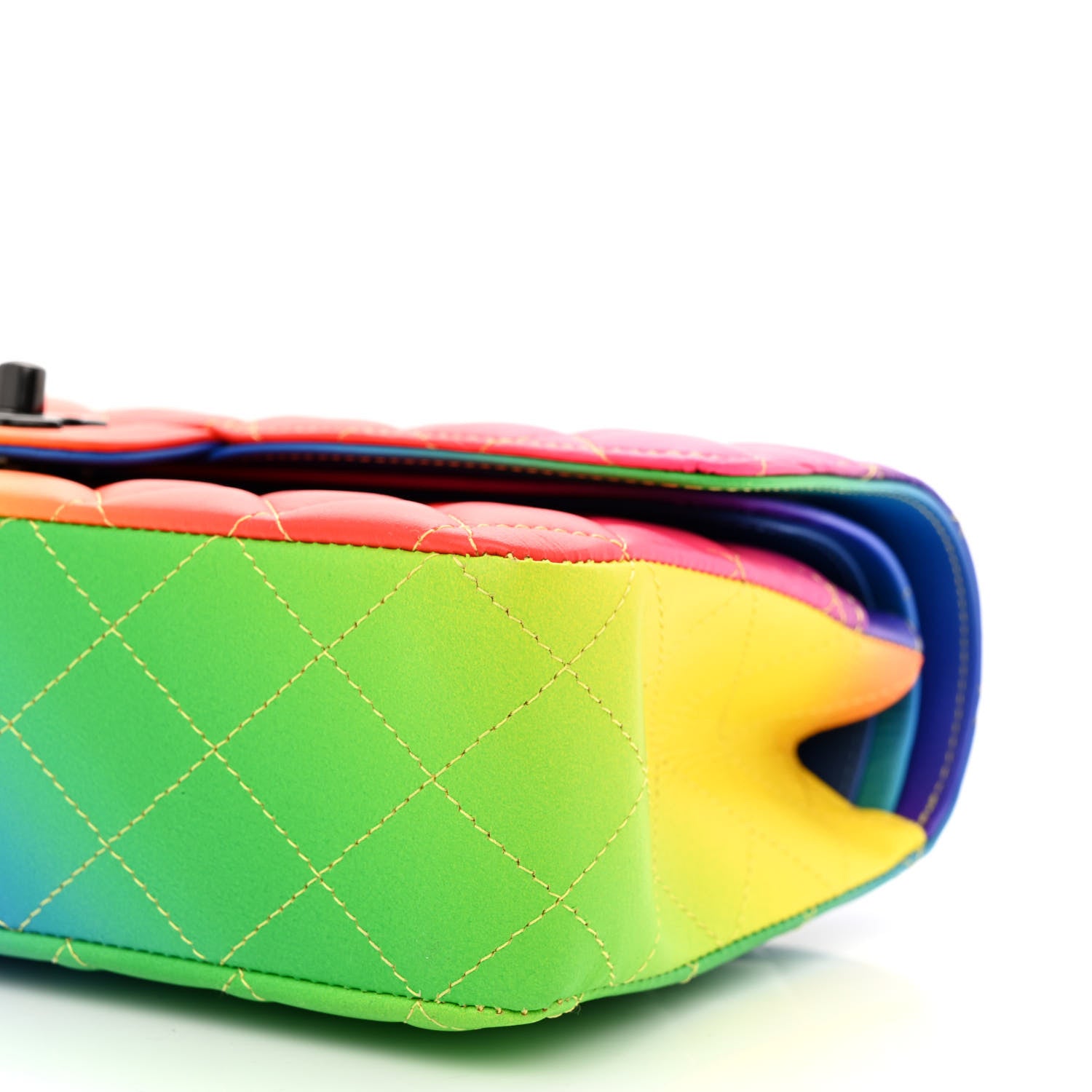 Chanel Calfskin Quilted Medium Rainbow Double Flap Multicolor 10 of 12