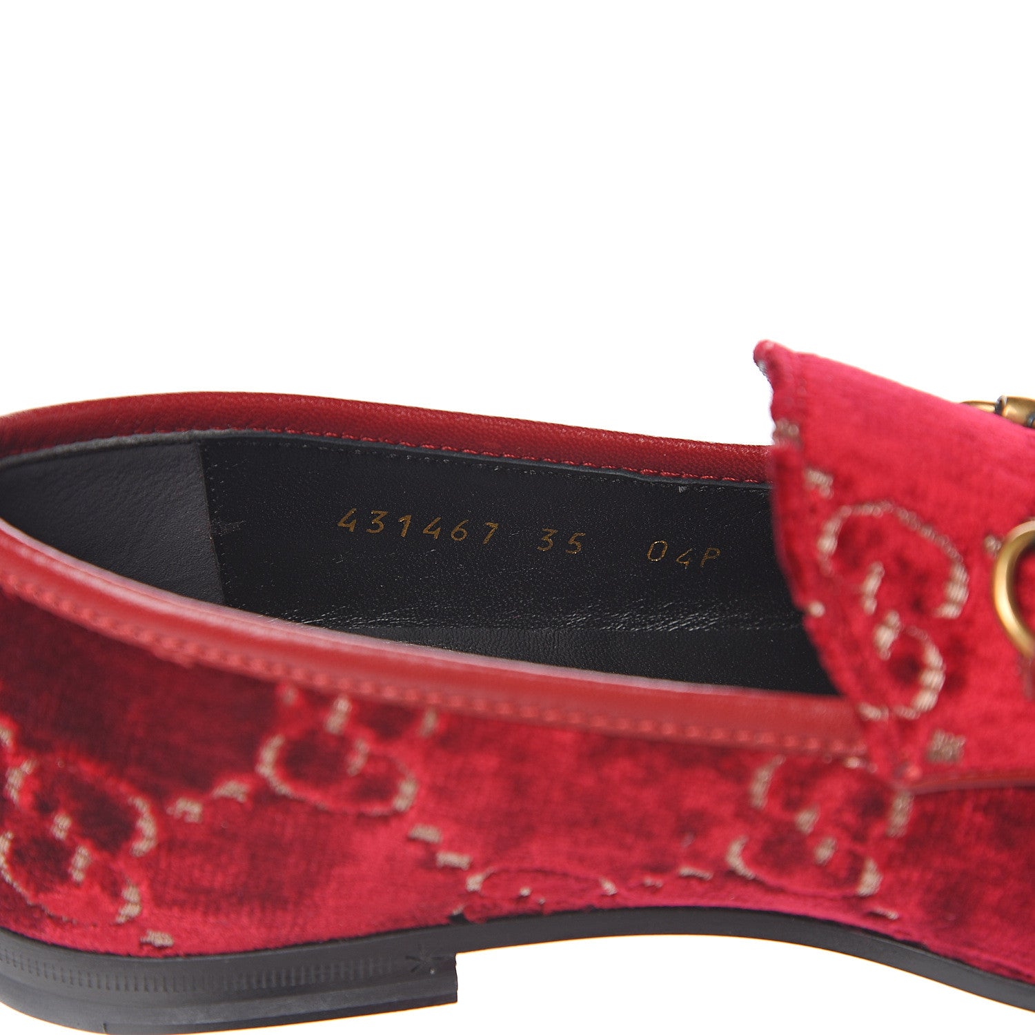 Gucci Velvet Malaga Kid GG Monogram Horsebit Womens Jordaan Loafers 35 Red Cipria Romantic Cerise 8 of 10