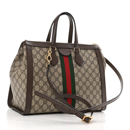 Gucci GG Supreme Monogram Web Medium Ophidia Tote Bag Brown 3 of 11