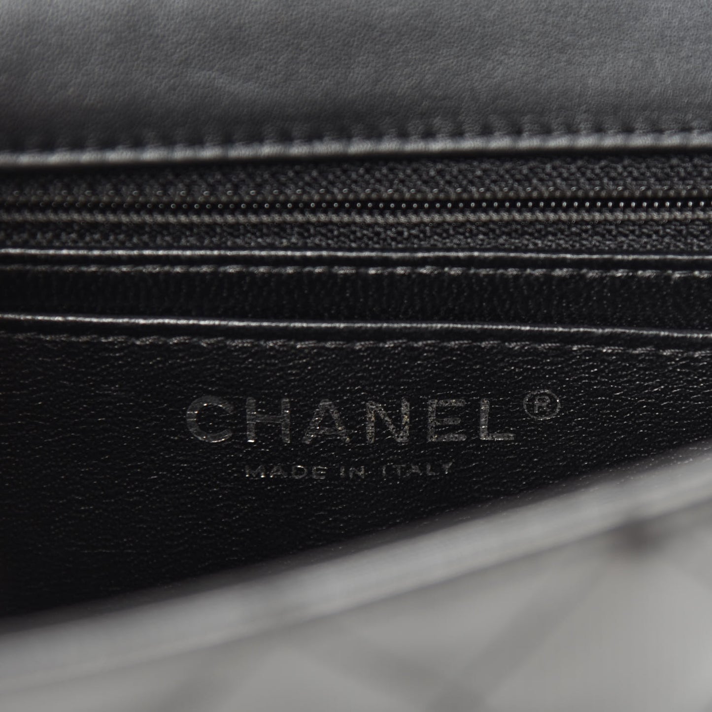 Striated Patent Quilted Mini Rectangular Flap Black