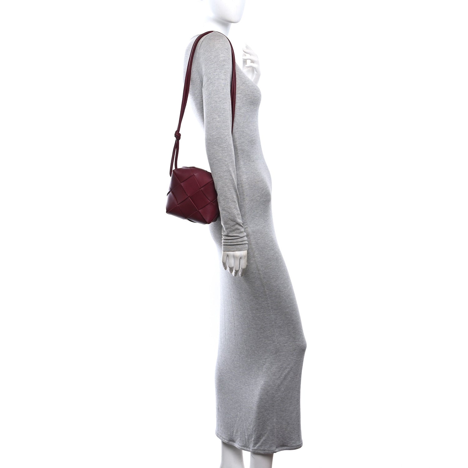 Bottega Veneta Lambskin Maxi Intrecciato Mini Cassette Camera Bag Bordeaux 2 of 9
