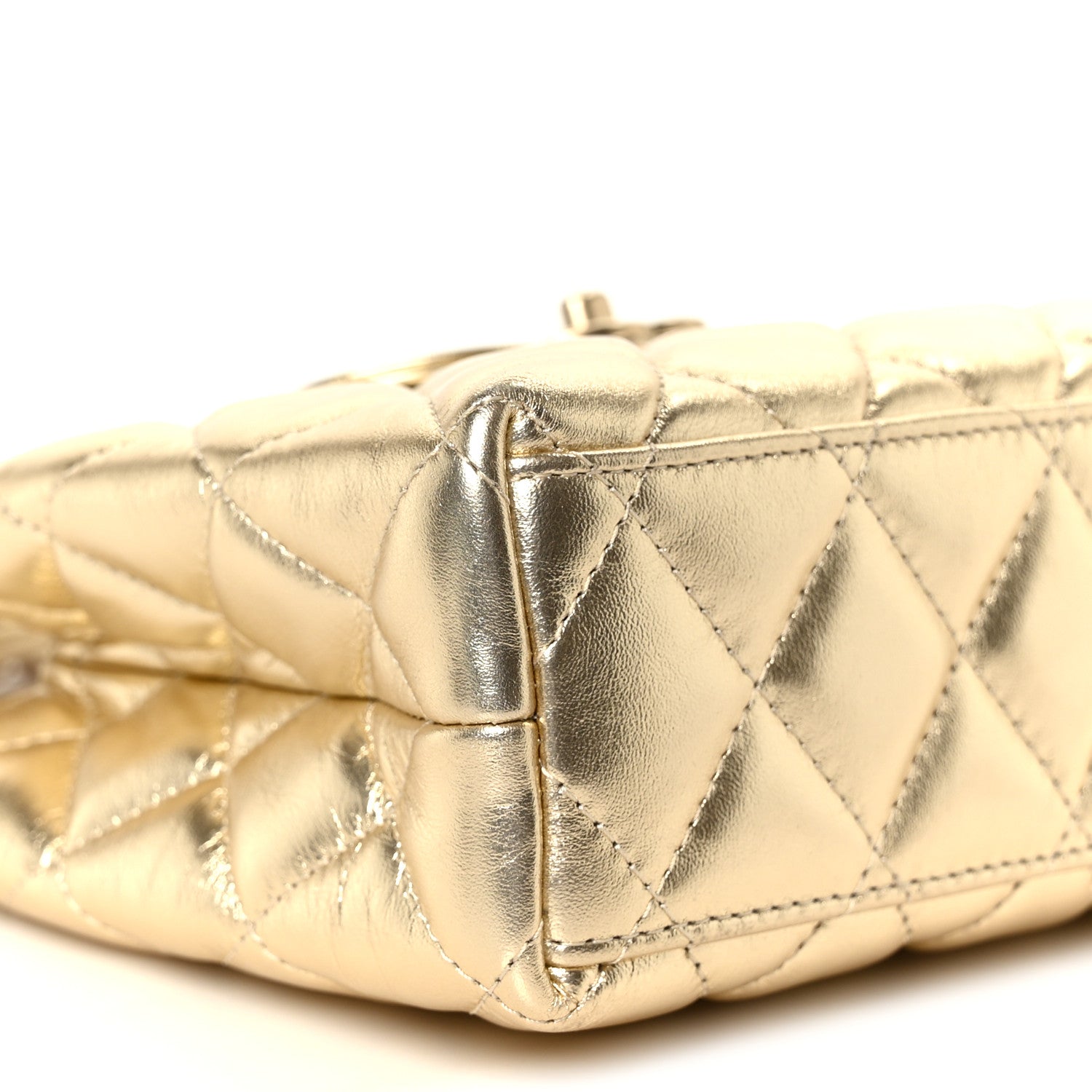 Chanel Metallic Shiny Aged Calfskin Quilted Nano Kelly Shopper