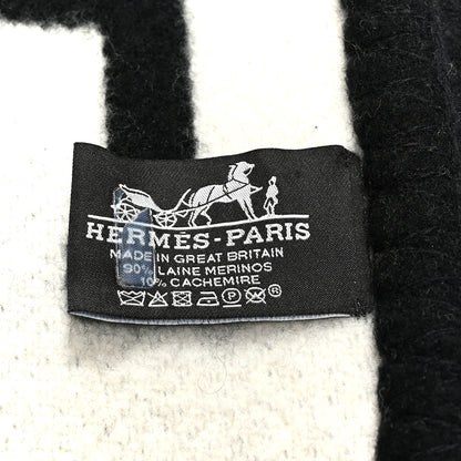 Hermes Wool Cashmere Avalon III Blanket Ecru Black 3 of 3