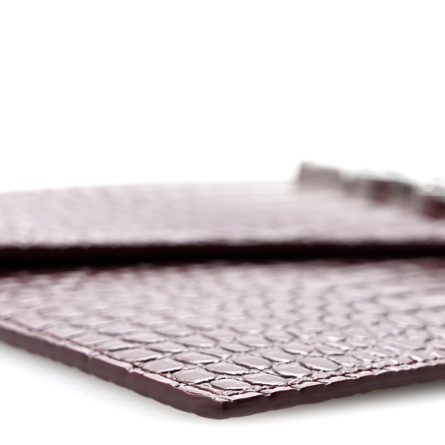 Saint Laurent Calfskin Crocodile Embossed Uptown Monogram Clutch Rouge Legion 9 of 12