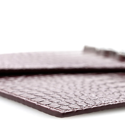 Saint Laurent Calfskin Crocodile Embossed Uptown Monogram Clutch Rouge Legion 9 of 12