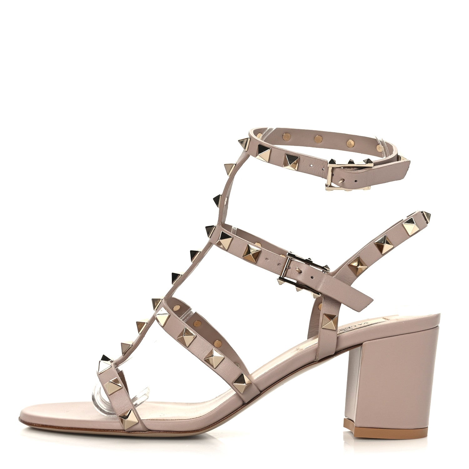 Valentino Garavani Calfskin Rockstud 60mm City Sandals 36.5 Poudre 1 of 7