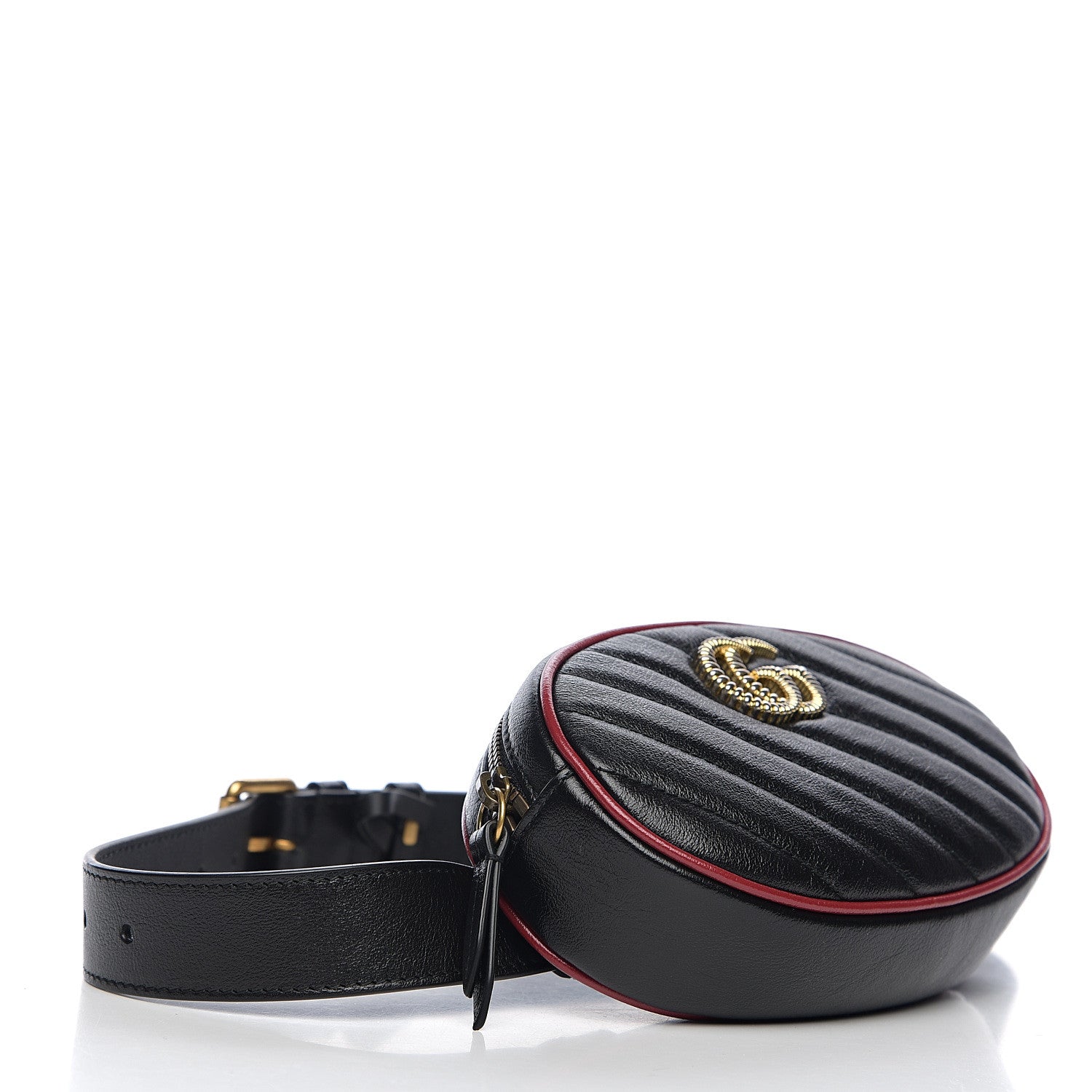 Gucci Calfskin Matelasse GG Marmont Belt Bag 75 30 Black 3 of 9