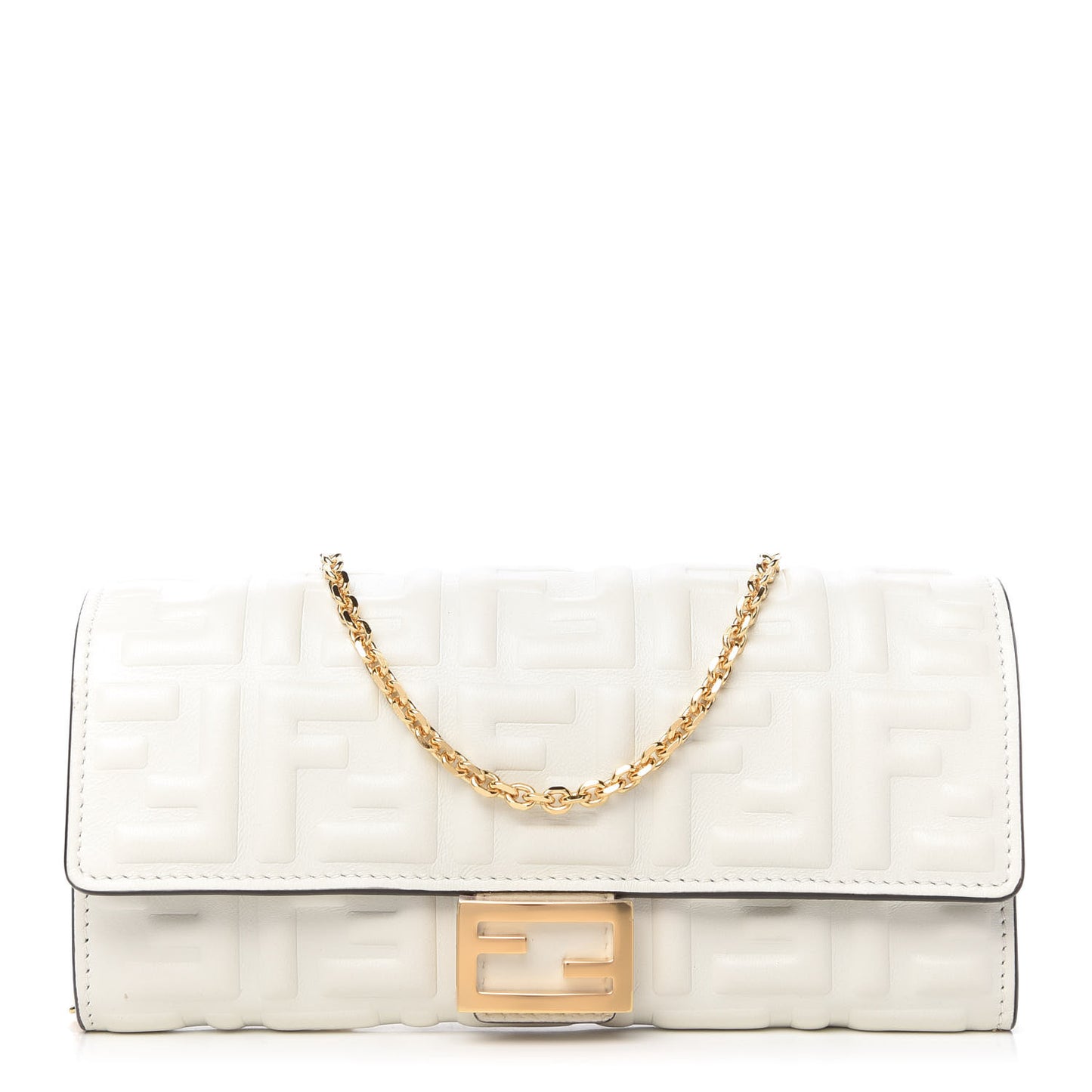 Nappa Matisse FF Embossed Continental Wallet On Chain White