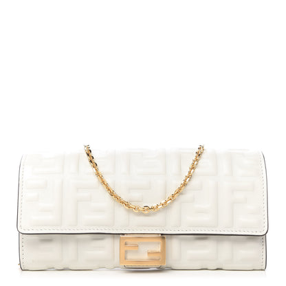 Fendi Nappa Matisse FF Embossed Continental Wallet On Chain White 1 of 9