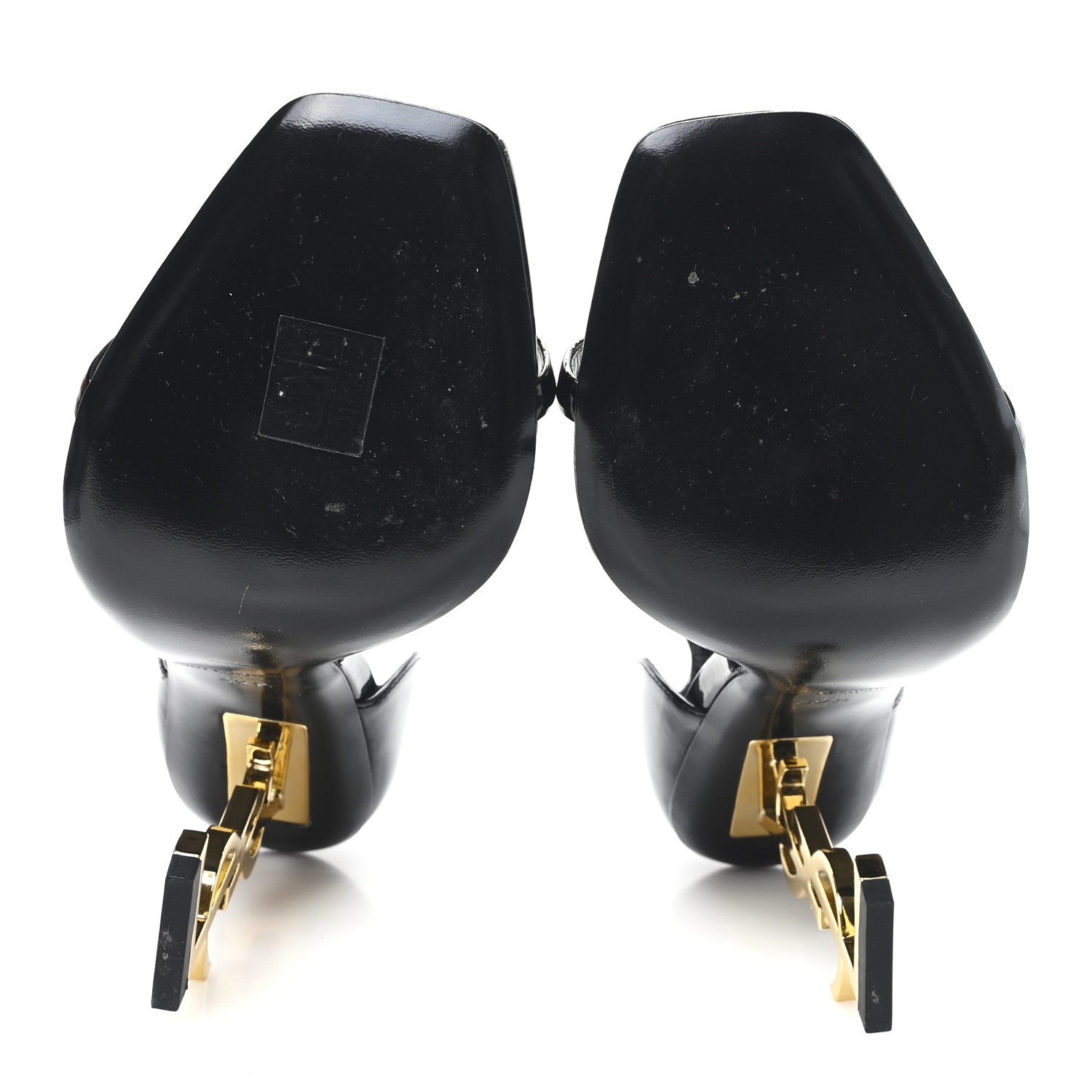 Saint Laurent Patent Calfskin Opyum 110 Sandals 39.5 Black Gold 6 of 9