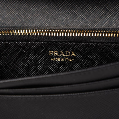 Prada Saffiano Triangle Logo Continental Flap Travel Wallet Black 8 of 10