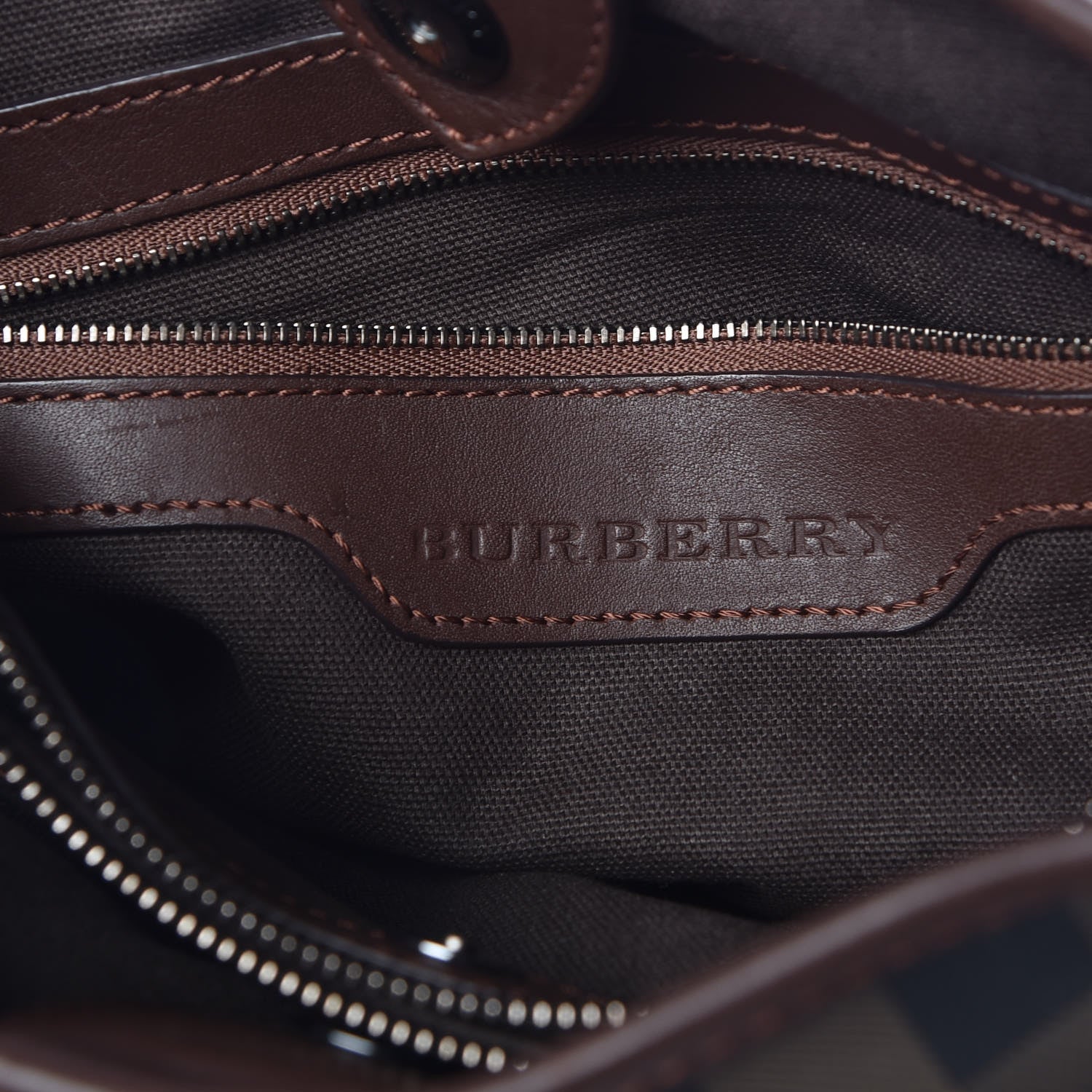 Burberry Smoked Check Small Northfield Tote Dark Tan 8 of 12