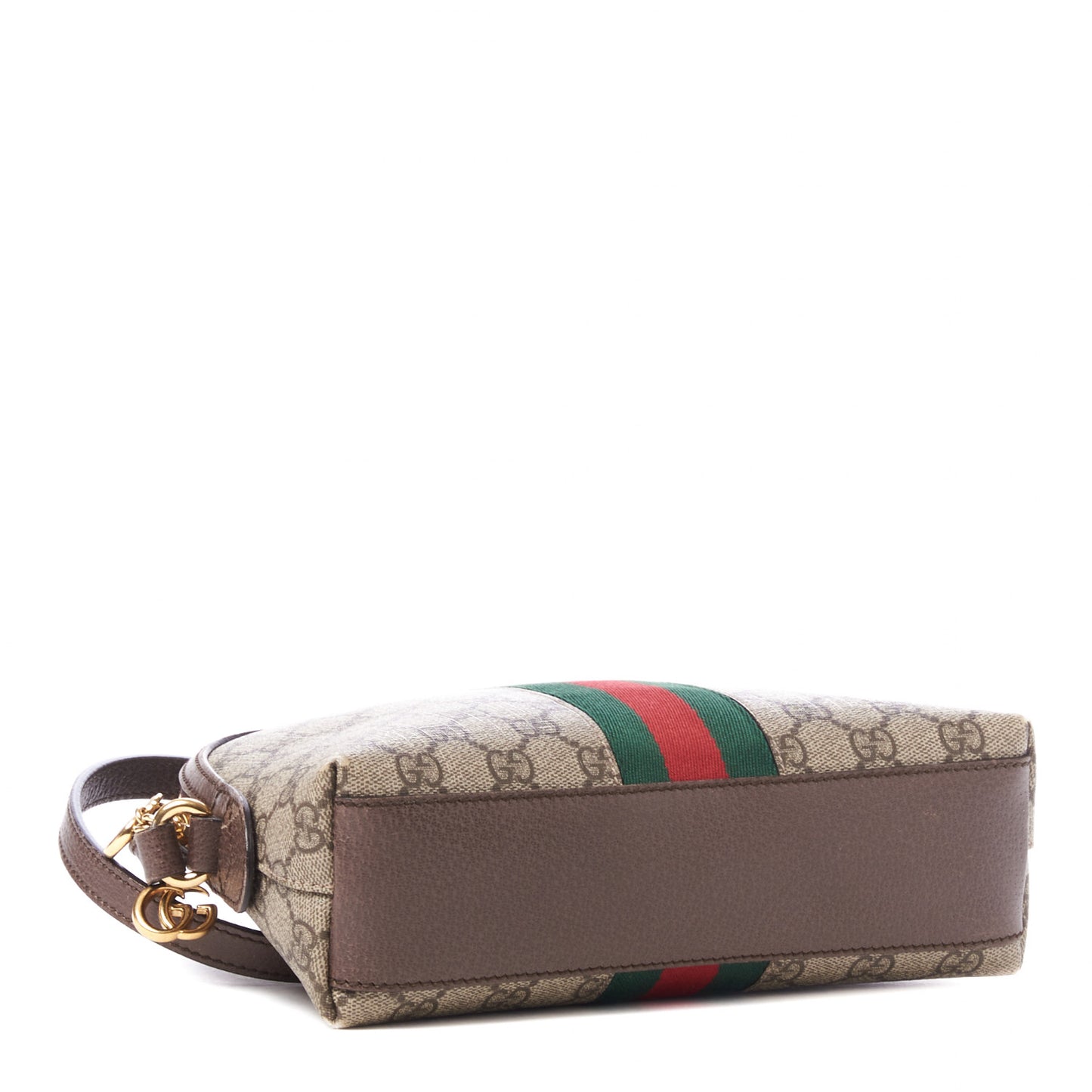 GG Supreme Monogram Textured Dollar Calfskin Web Small Ophidia Dome Shoulder Bag Beige Ebony New Acero