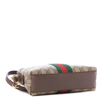 Gucci GG Supreme Monogram Textured Dollar Calfskin Web Small Ophidia Dome Shoulder Bag Beige Ebony New Acero 3 of 10