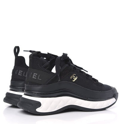 Chanel Velvet Calfskin Mixed Fibers CC Sneakers 36.5 Black 4 of 8